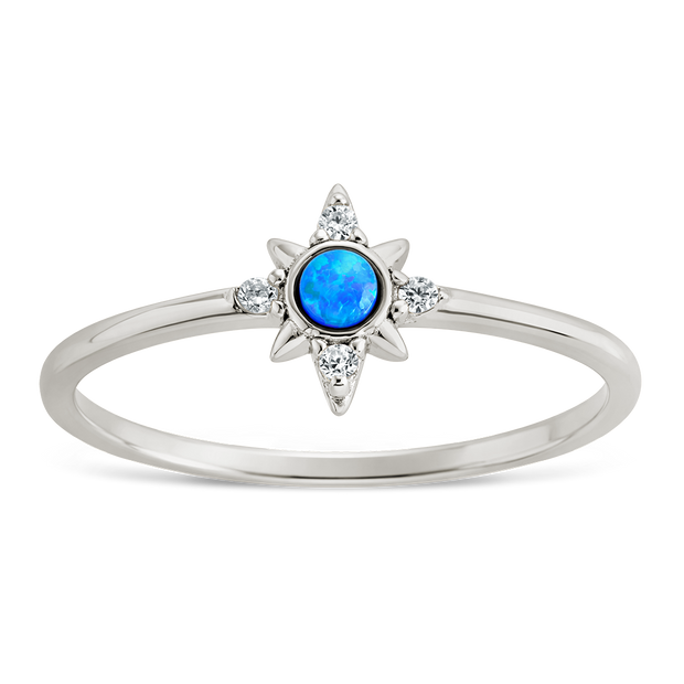 Sterling Silver Blue Opal Sparkle Ring