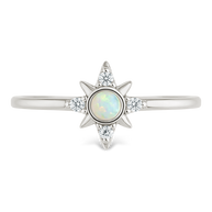 Sterling Silver White Opal Sparkle Ring