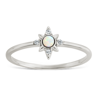 Sterling Silver White Opal Sparkle Ring