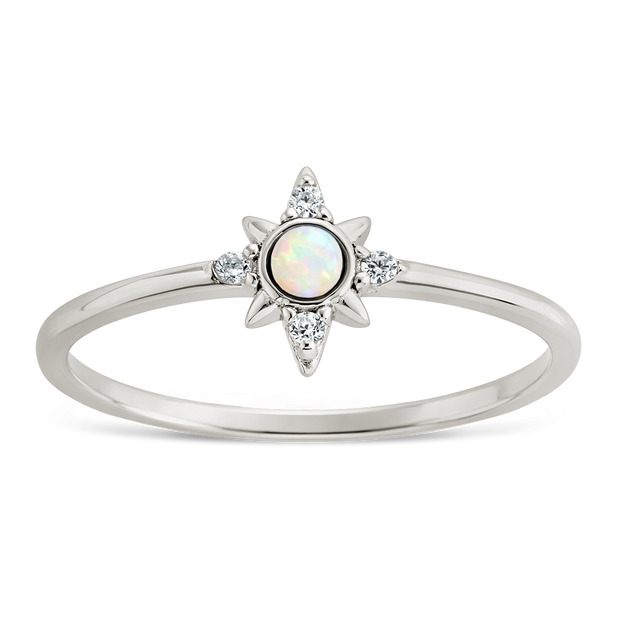 Sterling Silver White Opal Sparkle Ring