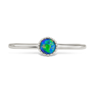 Sterling Silver Green Opal Solitaire Ring
