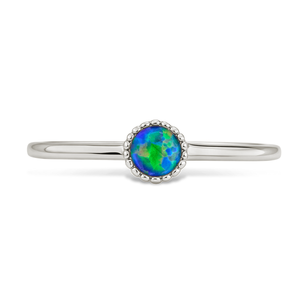 Sterling Silver Green Opal Solitaire Ring