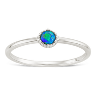 Sterling Silver Green Opal Solitaire Ring