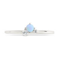 Sterling Silver Blue Opal Trio Ring