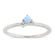 Sterling Silver Blue Opal Trio Ring