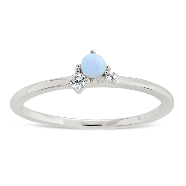 Sterling Silver Blue Opal Trio Ring