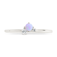 Sterling Silver Pink Opal Trio Ring