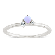 Sterling Silver Pink Opal Trio Ring