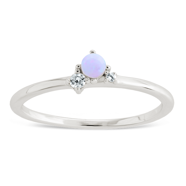 Sterling Silver Pink Opal Trio Ring