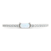 Sterling Silver Thin Opal CZ Stacking Birthstone Ring
