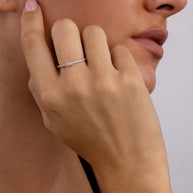 Sterling Silver Thin Opal CZ Stacking Birthstone Ring