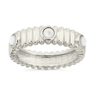 Sterling Silver Terry Pearl Studded Textured Ring