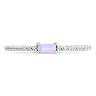 Sterling Silver Thin Moonstone CZ Stacking Birthstone Ring
