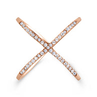 Sterling Silver CZ Criss Cross Ring