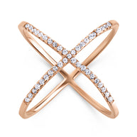 Sterling Silver CZ Criss Cross Ring