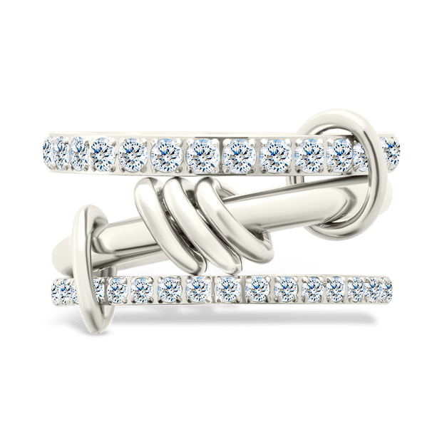 Sterling Silver Birgitta CZ Link Stacking Ring