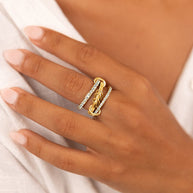 Sterling Silver Birgitta CZ Link Stacking Ring