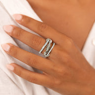 Sterling Silver Birgitta CZ Link Stacking Ring