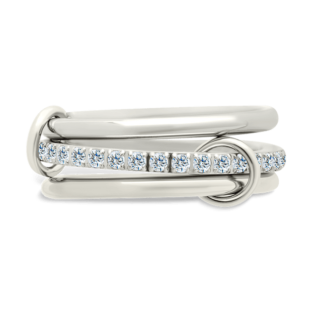 Sterling Silver Dominika CZ Link Stacking Ring