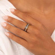 Sterling Silver Dominika CZ Link Stacking Ring