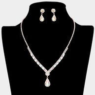 Teardrop Stone Accented Rhinestone Necklace
