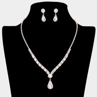 Teardrop Stone Accented Rhinestone Necklace