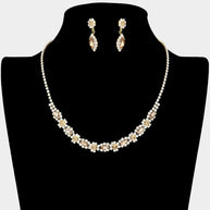 Marquise Round Stone Accented Rhinestone Necklace