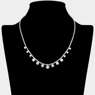 Round CZ Stone Dangle Necklace