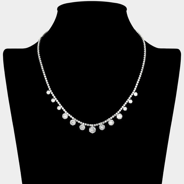 Round CZ Stone Dangle Necklace