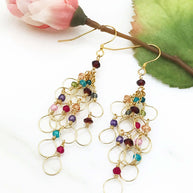 Rainbow Chain Loop Earrings