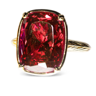 Sterling Silver Elongated Cushion Garnet CZ Cocktail Ring