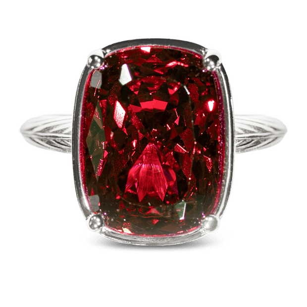 Sterling Silver Elongated Cushion Garnet CZ Cocktail Ring