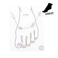 White Gold Dipped Mama Metal Charm Message Anklet