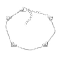 Stone Pointed Heart Pendant Station Bracelet