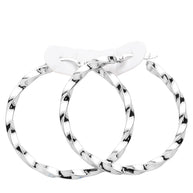 Twisted Stainless Steel Hoop Pin Catch Earrings