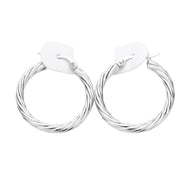 Twisted Stainless Steel Hoop Pin Catch Earrings