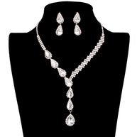 Teardrop Crystal Rhinestone Necklace Earring Set