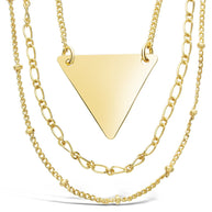 Triple Chain Layered Triangle Necklace