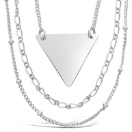 Triple Chain Layered Triangle Necklace