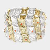 Stone Accented Diamond Metal Stretch Bracelet