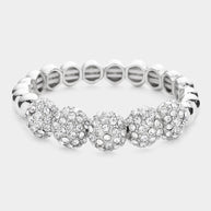 Rhinestone Embellished Metal Dome Stretch Bracelet