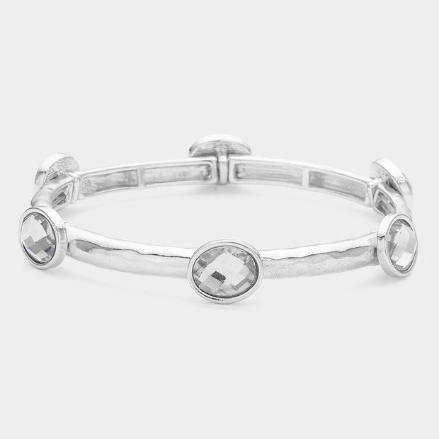 Oval Stone Cluster Pointed Stretch Bracelet