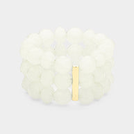 3Rows Faceted Beaded Ball Stretch Bracelet