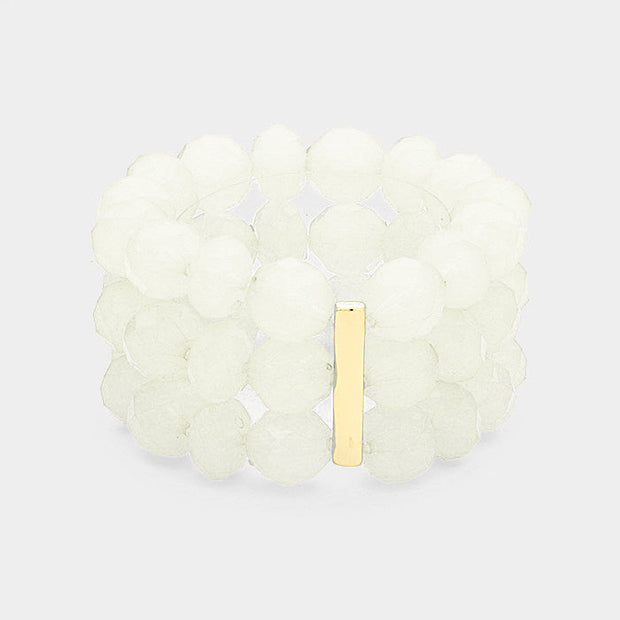 3Rows Faceted Beaded Ball Stretch Bracelet