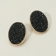 Rhinestone Embellished Oval Stud Earrings