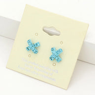 Rhinestone Embellished Crisscross Stud Earrings