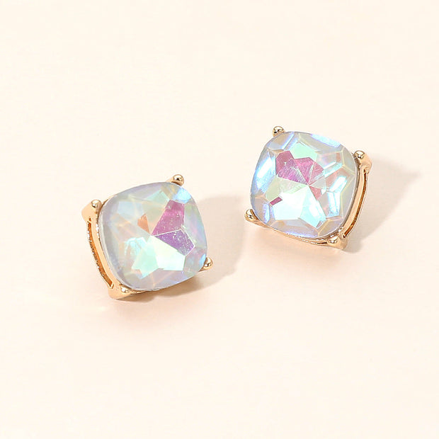 Square Cushion Stud Earrings