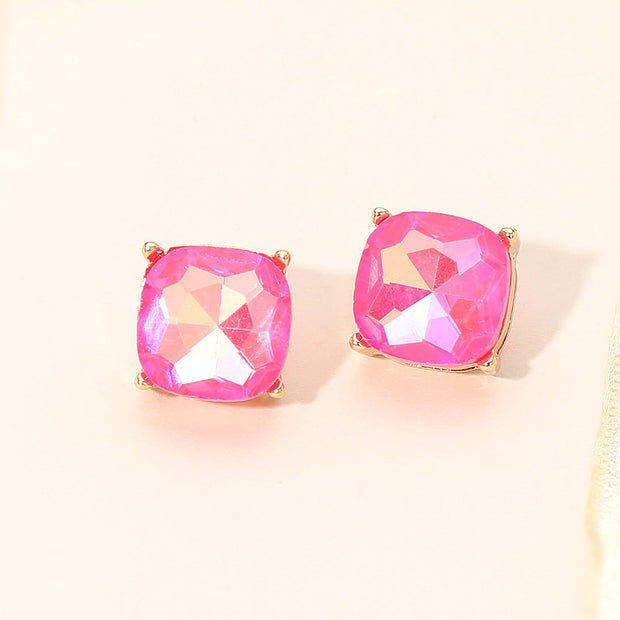 Square Cushion Stud Earrings