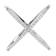 Sterling Silver CZ Criss Cross Ring