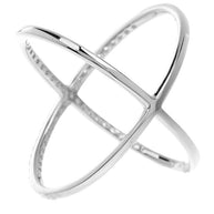 Sterling Silver CZ Criss Cross Ring